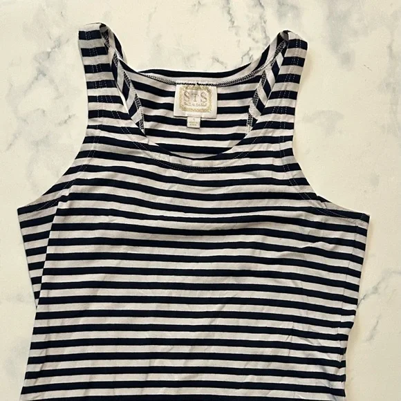 Sail to Sable Striped Navy and Cream Dress - Picture 4 of 5